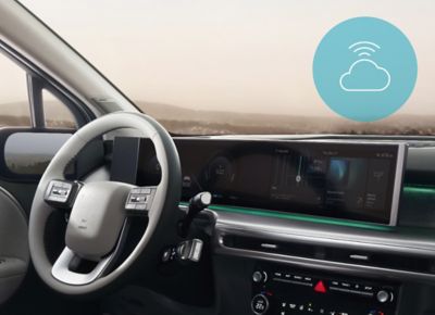Das elegant geschwungene Panoramadisplay des Hyundai IONIQ 9.