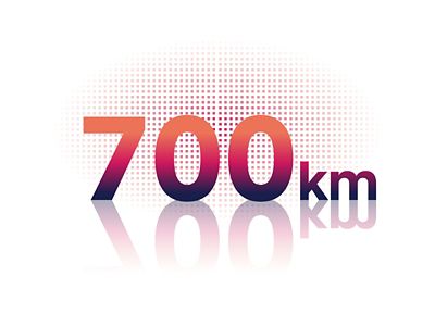 An icon of the number 700 km.