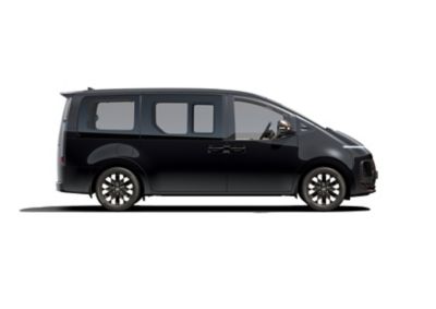 Foto van het elegante profiel van de Hyundai STARIA Hybrid.