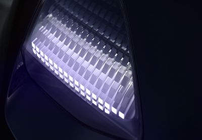 Close-up van de pixellampen van de Hyundai Prophecy concept car.