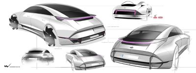Ontwerp van de achterkant van de Hyundai Prophecy concept car.